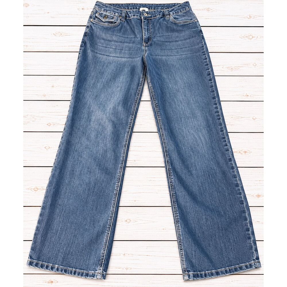 Christopher & Banks Women Blue Straight Leg Jeans Embellished Pockets 16 - 2042
